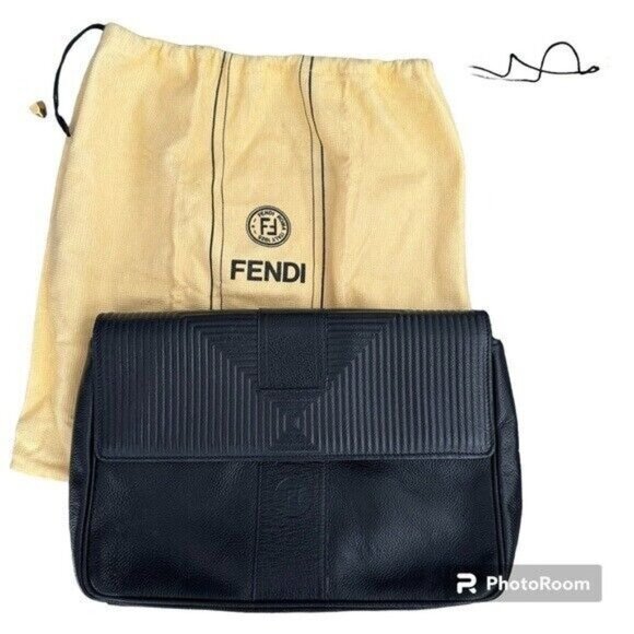 Vintage Fendi Black Leather Clutch - Picture 1 of 11